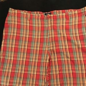 Izod size 42 red and blue madras plaid shorts